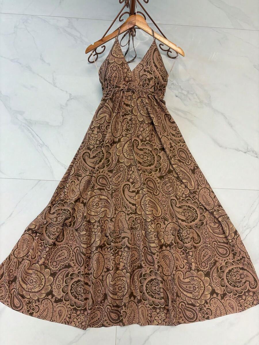 Women Midi Dresses - Coffee Brown - View 1