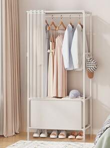 Portable Wardrobe Closet Organizer, Multi-Tier Clothes Storage Rack With Metal Frame And Plastic Shelves, Easy Assemble Movable Bedroom Armoire, Suitable For Living Room, Bedroom, Study, Office, Holiday Gift, Children Gift