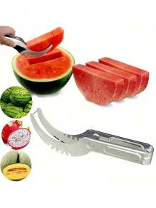 1pc Stainless Steel Watermelon Slicer, Melon Ball Machine Stainless Steel Melon Spoon With Corer, Multifunctional Fruit Cutter Kitchen Tools