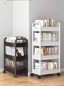 1pc 2/3/4 Layer Trolley Storage Rack, Bedroom Storage Rack, Family Kitchen Mobile Storage Rack, Multi-Layer Trolley Shelf Easy To Assemble, And Movable Tires, Which Can Be Used As Multifunctional Storage Cabinets, Tire Hooks, Kitchen Vegetables, Bathroom Clothes, Study Books And Living Room Snacks.