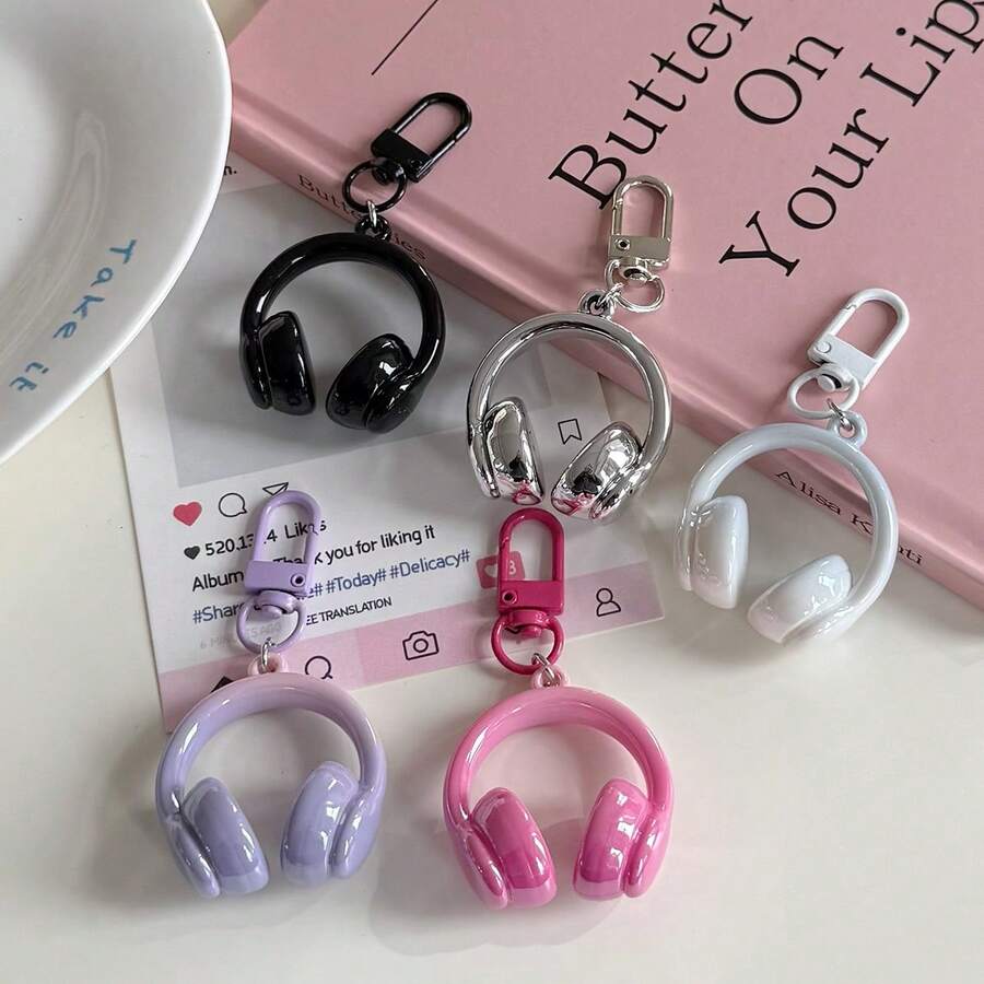1pc Minimalist Cool Stereo Headphone Keychain, Creative Casual Style Backpack Pendant, Gift For Friends - Multicolor - View 1