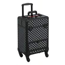 Aluminum Cosmetic Case Travel Trolley Case Large Storage Makeup Case With Drawer - as pic - View 2