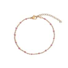 1 Stück Blogger Stil Armband aus Naturstein und rostfreiem Stahl in Unendlichkeitsform, vergoldet, wasserdicht, verstellbar, rosa Herz Kette, Modeschmuck, bohemian Vibe für Frühling/Sommer