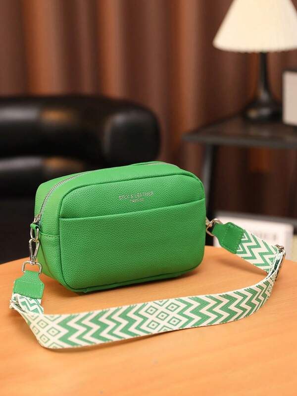 New Casual Fashionable Crossbody Bag, Minimalist Stylish Square Design, Adjustable Detachable Strap, Multi-Pocket Zipper Closure, Faux Leather Material, Polyester Lining, Lightweight & Practical, Suitable For Daily Commute, Multiple Colors Available