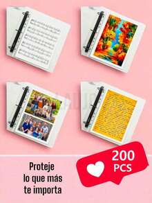 200 piezas protector hojas tamaño carta A4 para carpeta cubre hojas organización archivo oficina escuela trabajo resistente presentación clara material duradero fácil acceso - 200 pzas - Ver 2