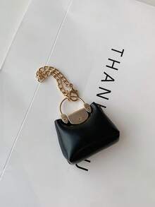 New Women's PU Leather Platinum Mini Pendant Bag Fashionable Versatile Keychain Pendant Bag Mini Pouch Decorative Pendant Chain Mini Handbag Keychain Decorative Pouch Pendant - Black - View 5