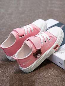 De moda y versátil de los niños transpirable plana de lona zapatos casuales, al aire libre antideslizante resistente al desgaste adolescente zapatos deportivos, niños y niñas suaves y confortables suela blanda zapatos deportivos para correr - Rosa - Ver 2