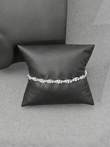 1 件女士优雅简约水晶装饰爪链手链，适合日常佩戴 - 銀色955 - 查看 2