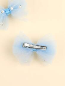 2 Stücke rosa Perlmuttmesh Haarschleifen Clips, süßer Prinzessinen Stil Haarschmuck für Mädchen, dekorativer Haarschmuck Haarclip
