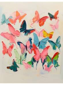 1 pièce Décoration murale de peinture sur canevas avec image d'art imprimée d'un beau papillon moderne, nœud ruban. Décoration pour salon, maison, bureau, cadeau pour fête ou anniversaire. Cadre en option