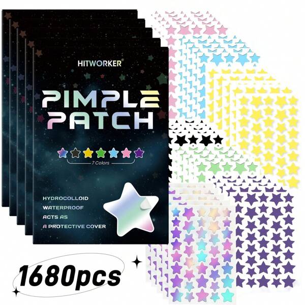 1680 Pimple Patches - Gentle And Non-Irritating, Cover Acne And Blemishes - 280 Star-Shaped Multi-Color Concealer Patches, Star-Shaped Acne Patches Waterproof And Breathable Daily Facial Use Facial Skin Covering And Care Essentials Personal Care Easy To Carry When Traveling Party Beauty Secrets, Perfect Photo Props Suitable For All Skin Types And Ages
