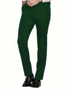 Men's Fashion 3 PiecesSuit Set, Includes Slim-Fit Blazer, Double-Breasted Vest, Pants, Business/Formal Attire For Work & Occasions - Green - View 6