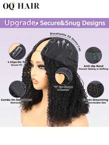 OQ Hair Upgrade U Part V Part Wigs Kinky Straight V Part Wig Human Hair Human Hair Wig No Leave Out Brazilian Human Hair 180% Density 16-24 Inch Natural Color For Women Halloween Costumes For Women Halloween Nails Plancha Para Cabello Glueless Wig Human Hair Halloween Maquillaje Hair Extensions Cosplay Fairy Hair Wedding Mermaid Black Wig Hair Stuff - SNatural - View 8