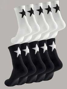 10 Pairs Men's Star Pattern Casual Mid-Calf Socks - Multicolor - View 2