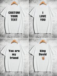 Customized Men's T-Shirt - Input Your Text/Blessing/Funny Text, Summer T-Shirt, Father's Day Gift, Anniversary Gift, Company Team-Building, Music Festival, Gift For Him Stylish, Fashion, Hipster, Contracted, Easy Costume, Modest Fashion, Minimal Chic, Casual Custom, Unique, Personalized Ideal Gifts For Him Family, Boyfriend, Friends, Ren,Men,Easy Comfort,Casual Wear SS