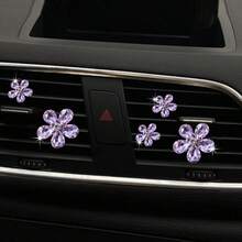 5 件装闪亮水晶宝石花汽车出风口装饰夹汽车装饰夹饰品