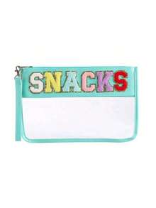 1 件可爱全透明针织刺绣化妆零食收纳袋、沙滩包、旅行包和旅行配件、拉链防水化妆包、透明塑料迷你旅行洗漱包、多功能收纳袋 - 彩色 - 查看 7