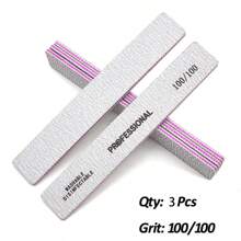 3 pezzi di lime professionali per unghie da 100/180 grit, ampi, piani, in carta abrasiva grigia di alta qualità, strumenti accessori per manicure da 80/80, 100/100 grit