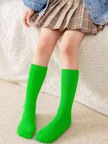 3 双儿童袜子，男童直筒中筒袜，彩色图案，女童糖果色叠穿袜，春秋