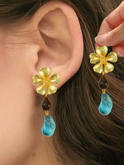 一对波西米亚复古硬币吊坠耳环