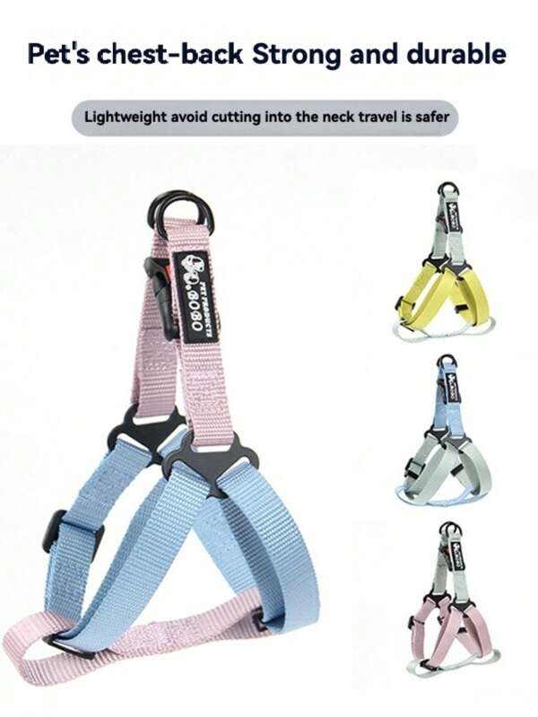 1pc Adjustable Dog Harness - Suitable For Small, Medium And Large Dogs, Vest Style Design, Comfortable And Durable Nylon Material, Fashionable Style, Multiple Colors Available, Detailed Craftsmanship, Essential For Daily Dog Walking, Suitable For All Seasons