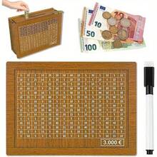 Cash Vault Wooden Savings Box, Piggy Bank, Cash Savings Challenge Box, Wooden Money Box, Cash Saver Box, Saving Box For Cash For Adults, Money Box For Cash Gift With Target Numbers(Random Color),School Supplies,Back To School - Black - View 3