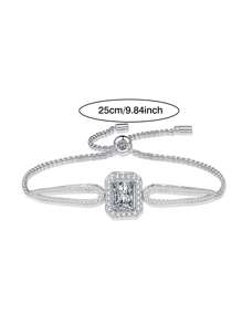 1 pièce Bracelet de tennis en argent sterling 925 luxueux de 1 carat avec coupe rayonnante en moissanite, convient pour le port quotidien des femmes, les fêtes, les vacances, la fête des mères, cadeau de bijoux pour l'anniversaire de mariage