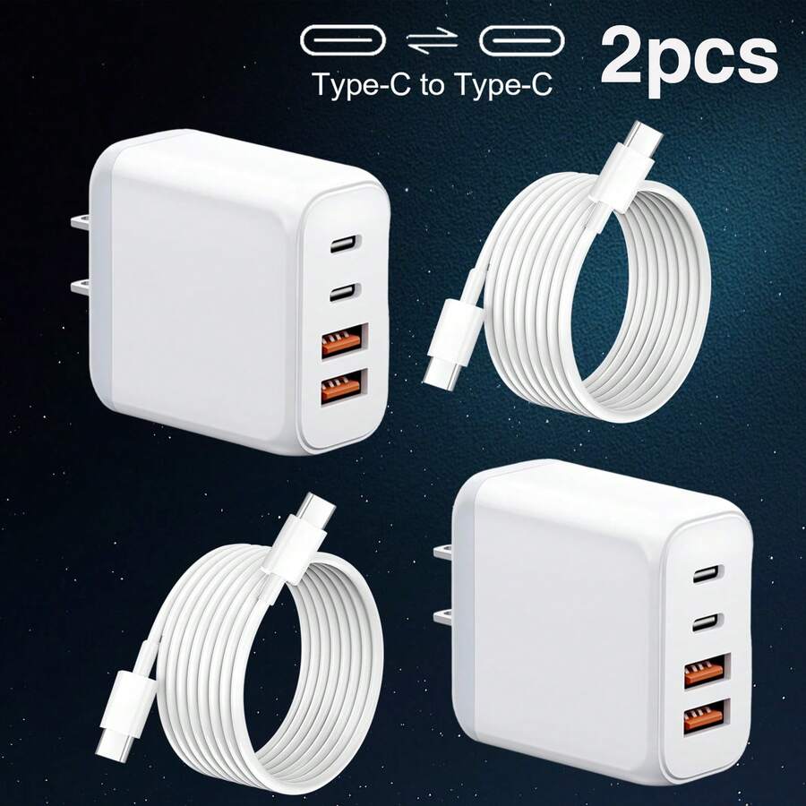 USB C Charger Block 4-Port Wall Charger Type C Charger Fast Charging Blocks Cube.Multiple Ports PD Power Adapter Wall Plug For L Phone 16 15 14 Pro Max - US A Type Plug(110-127V) - View 1