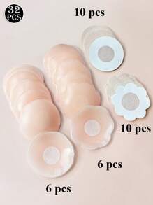 32Pcs Of Packaged Breast Stickers, Invisible Anti-Protrusion Silicone Adhesive Nipple Covers For Summer, Suitable For Wedding Dresses, Push-Up Bras, Anti-Light Through And Suitable For Both Big And Small Chests