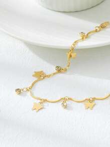 1 pieza Elegante cadena para el tobillo con colgante de mariposa de strass y flecos, estilo bohemio, adecuado para que las mujeres lo usen en vacaciones, fiestas o diario