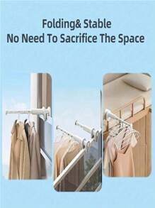 1pc Portable Travel Hanger - Adjustable Folding Design, 5 Slots, Windproof Spiral Clip, Suitable For Hotel And Business Travel, No Drilling Required For Assembly