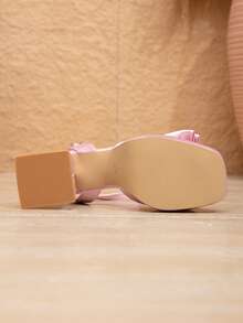 Women's New Bow Decor Elegant High Heel Sandals, Suitable For Formal Occasions, Parties, And Dates, Pink, Platform High Heels - Pink - View 7
