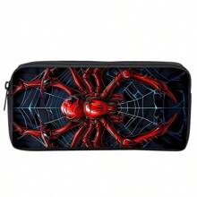 Red Spider Printed Backpack Three Pieces Set (Single-Layer Backpack + Shoulder Strap Round Lunch Bag + Single-Layer Pencil Bag) Pencil Case