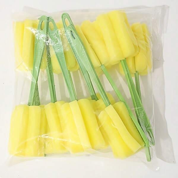 10pcs Sponge Bottle Brush Set, Made Of Durable PP Plastic Material, Equipped With A Long-Lasting Stainless Steel Handle. It Is A Multi-Purpose Kitchen And Home Cleaning Tool Suitable For Bottles, Cups, Jars, Etc. It Is Suitable For Housewives And Cleaning Enthusiasts - An Excellent Gift For Gatherings And Parties.