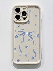 1 pieza Funda de teléfono con diseño de lazo rosa de moda, diseño minimalista, protección de Body completo, compatible con Apple/OPPO/Vivo/Redmi y otras series, versión internacional, no la versión nacional - Beis - Ver 4