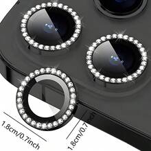 BOLLYMORE 3件組亮面相機鏡頭螢幕保護貼，相容 iPhone 16 Pro Max/16 Pro/16/15 Pro Max/15 Pro/14-11 系列：20+顆水鑽邊框搭配晶瑩透亮鏡頭，9H 耐刮玻璃，閃光燈相容設計，適合夜間攝影、社群媒體美學與奢華風格（無氣泡套組，相容手機殼邊緣） - 黑色 - 查看 7