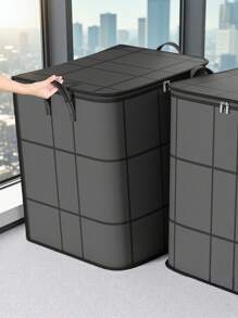 1 Piece Reinforced Large Capacity Bag, Clothing Storage Bag, Toy Storage Bag, Seasonal Bedding Storage Bag, Foldable Fabric, Two-Way Alloy Zipper, Comfortable Handle, Precise Embroidery, Washable, Dust And Moisture-Proof, Suitable For Storing Household Items, Clothing Storage And Seasonal Storage