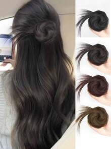 LYSW 羽毛发髻爪夹，女士假发髻半髻高髻侧髻自然蓬松假发髻，发髻发夹 HA2825 发饰优雅发夹 - 彩色 - 查看 12