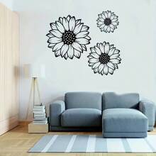 3 Pieces Metal Sunflower Wall Art, Rustic Garden Decor For Outdoor Fence, Living Room, Bedroom, Patio & Porch, No Power Required, Suitable For Modern Home Decor, Home Decoration, Room Decor, Bedroom Decor