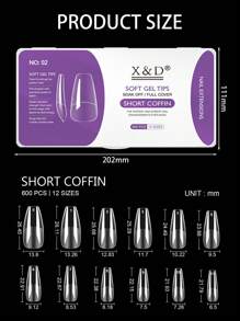 600 pièces de capsules pour extension d'ongles, forme pointe, amande, carré, français. Faux ongles à coller recouvrants, pour gel à tremper. Prêt à l'emploi pour le DIY.