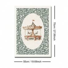 1 件带框/无框复古绿色旋转木马儿童房艺术帆布海报印刷婴儿儿童房墙壁艺术装饰复古画适用于游戏室、客厅、卧室、现代家居装饰 - 彩色 - 查看 7