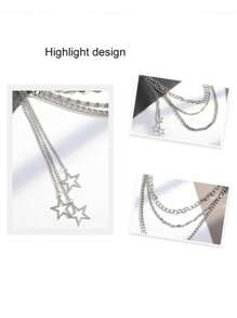 1pc Punk Rock Multi-Layer Silver Metal Hollow Star Pants Chain, Gothic Fashion Accessory Halloween