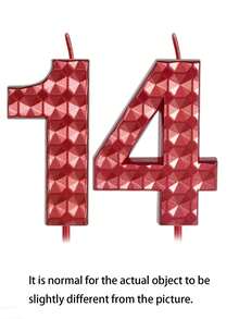 Latest 6cm 3D Rhinestone Digit 0-9 Red Candles For Birthday, Anniversary, 1st Birthday Party Cake Decorations,Christmas - Red - View 8