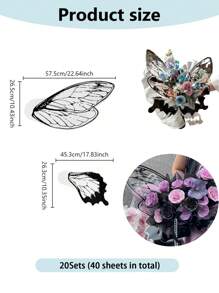 10pcs (20 Sheets)/20 Sets (40 Sheets) Butterfly Wrapping Paper, New Butterfly And Bird Wing Floral Bouquet Wrapping Paper, Matte Waterproof Semi-Transparent Butterfly Wing Shaped Bouquet Wrapping Paper, Flower Wrapping Paper, Wing Shaped Bouquet Handmade Gift Wrapping Paper, DIY Flower Shop Packaging Bags Creative Floral Packaging, 36pcs 3D Colorful PVC Butterflies For DIY Decor, Wedding, Birthday, Party, Back To School, Graduation, Couple Surprise, Valentine's Day Gift, Mother's Day Gift, Anniversary Bouquet