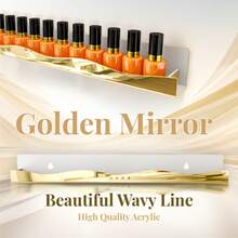 1/2/4/6pcs 15-Inch Gold Mirror Acrylic Nail Polish Display Rack, Holds 48-66 Bottles, Luxury & Modern Design,For Holiday Beach, Bathroom Collection, Bedroom Collection, Large Capacity - Gold Mirror - View 3