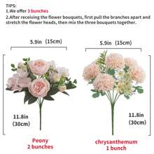 3 Bunches Artificial Peony Hydrangea & Chrysanthemum Bouquet, Real Touch Faux Flowers, Bridal Hand Bouquet,Home Office Decor, Flower Arrangements Artificial Centerpiece, Outdoor Garden Yard Wedding Birthday Bridal Shower Decor,Fall Decor,Autumn