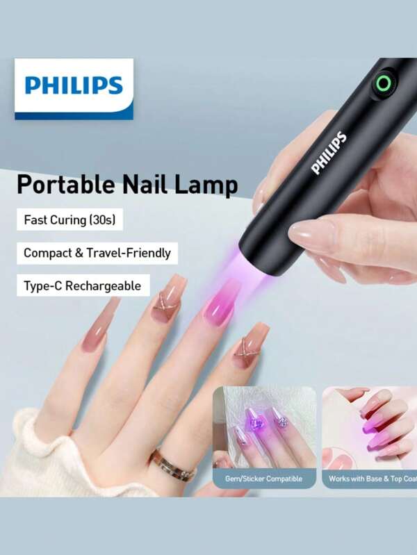 PHILIPS Philips 1pc UV LED Nail Lamp, Fast Gel Polish Curing, Multi-Function Laser Cat Teaser, Banknote Detector, Nail Lamp, Cat Ringworm Lamp