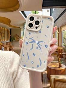 1 pieza Funda de teléfono con diseño de lazo rosa de moda, diseño minimalista, protección de Body completo, compatible con Apple/OPPO/Vivo/Redmi y otras series, versión internacional, no la versión nacional - Beis - Ver 5