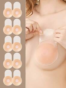10 件可重复使用防水乳贴 女士乳垫 - 米色 - 查看 1