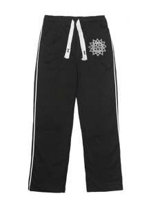 Yemwry Pantalones rectos casuales y holgados de hombre con cintura con cordón y raya lateral